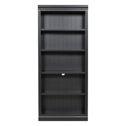 Black 5-Tier Tall Bookshelf With USB LED Light Strip Adjustable Home Display Rack