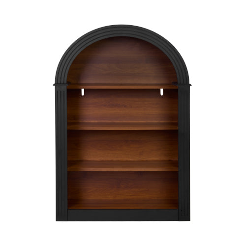 Arched 4-Shelf Tall Wood Bookcase Open Display Storage Shelf Black