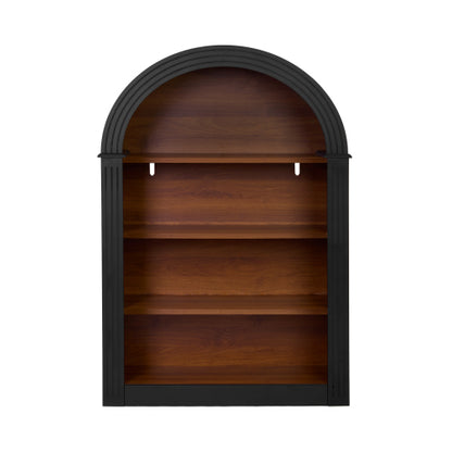 Arched 4-Shelf Tall Wood Bookcase Open Display Storage Shelf Black