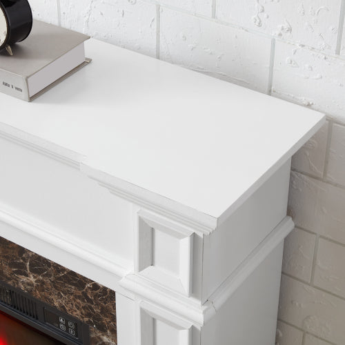 Electric Fireplace with Mantel, Fireplace Mantel, Fireplace Heater Freestanding, Realistic Stacked Stone Surround with Remote Control Timer LED Flame