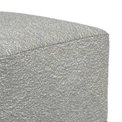 24 Inch Square Boucle Ottoman Pouf Footrest Accent Seat for Living Room Bedroom