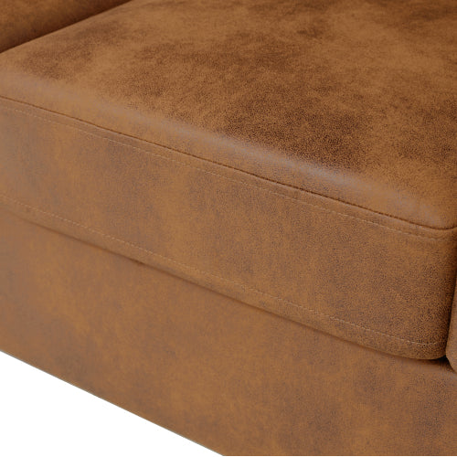 81 inch  Light-Brown 3-Seater Retro Foil-Fabric Sofa,Padded Armrests,Black Triangle Legs