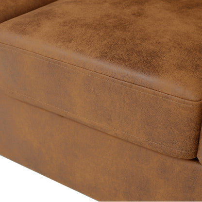 81 inch  Light-Brown 3-Seater Retro Foil-Fabric Sofa,Padded Armrests,Black Triangle Legs