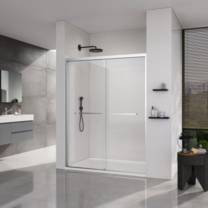 56-60*72 INCH Frame Double Sliding soft-close Shower Doors, Bathroom Sliding Shower Door, (6mm) Thick SGCC Tempered Glass Door For Bathroom Door ,Brushed Nickel