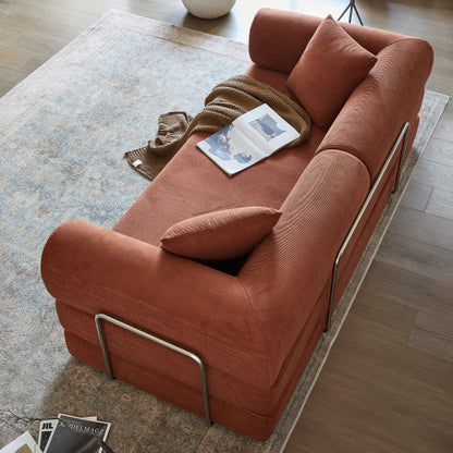 78.8-Inch Brown Compression Convertible Boneless Modular Corduroy Floor Sofa-Bed No-Assembly for Living-Room Bedroom