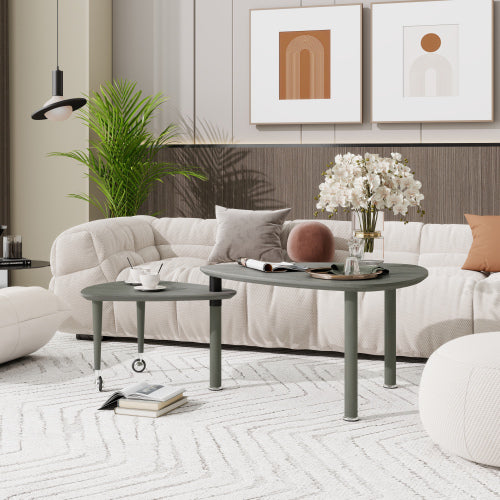 360°Rotatable Coffee Table, Grey Oak Veneer