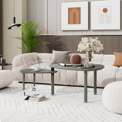 360°Rotatable Coffee Table, Grey Oak Veneer