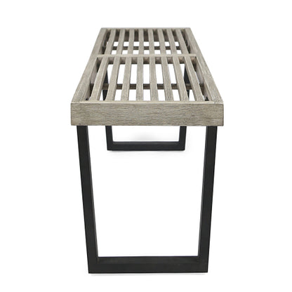 Metal/Solid Wood Outdoor Bench