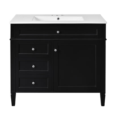 36'' Bathroom Vanity with Top Sink, Modern Bathroom Storage Cabinet with 2 Drawers and a Tip-out Drawer, Single Sink Bathroom Vanity