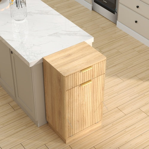 Woodgrain Tilt-Out Trash Can Cabinet with Drawer
