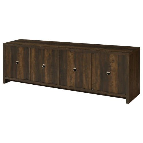 Dark Pine 78 inch TV Stand with 4 Doors & Adjustable Storage Shelves