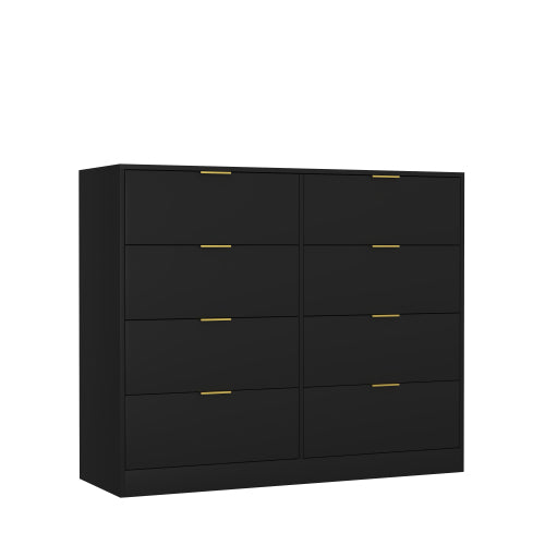 8 Drawers Dresser for Bedroom, Wood Bedroom Dresser Modern Drawer Chest, 8 Chest of Drawer, Tall Dresser for Closet, Dressers Organizer for Living Room, Closet, Hallway Black