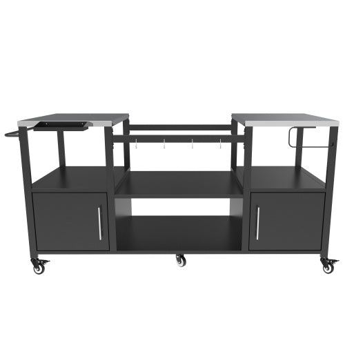 Outdoor Grill Table for Big Green Egg Style BBQ, Metal Grill Cart with Storage Box, Compatible with up to Large Green Egg, Kamado Joe Jr