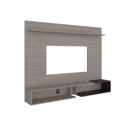 65 Inch Gray Wall Mount Floating TV Panel Modern Multi-Shelf Entertainment Center