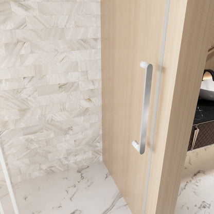 Frameless Single sliding shower door 56-60 "W x 76" H, 1/4 "(6 mm) Clear Tempered Glass, Explosion Proof Film, Stainless Steel Handle Square Tube Track Brushed Nickel