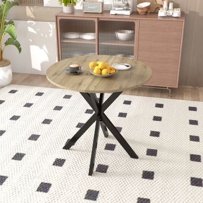 31.5 Inch Round Dining Table with MDF Top and Metal Legs