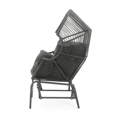 Palos Outdoor Wicker Glider Chair - Dark Gray