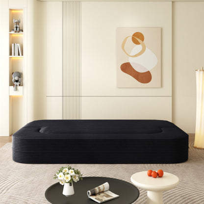 78.7-Inch Black Convertible Corduroy Sleeper Floor Sofa-Bed with Zip-On Blanket & 2 Pillows No-Assembly