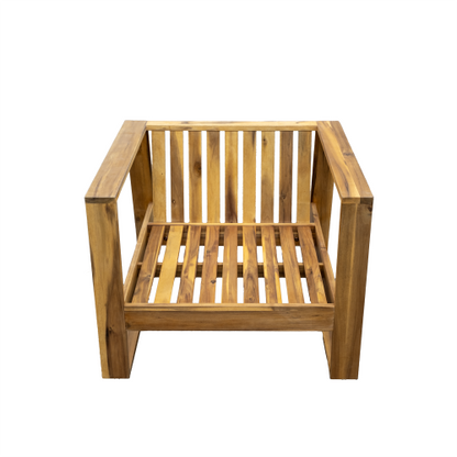 STYLE Acacia Wood Outdoor Lounge Set - Chair and Ottoman with Removable Cushions