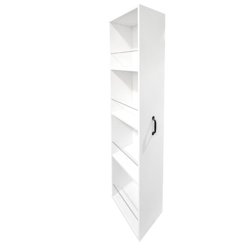 4-Tier Freestanding Pull-Out Door Bookcase Mobile Storage Cabinet with Wheels for Home Office Bedroom