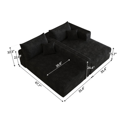 103 inch  Black L-Shape Cloud Deep-Seat Corner Sectional Sofa, No Assembly