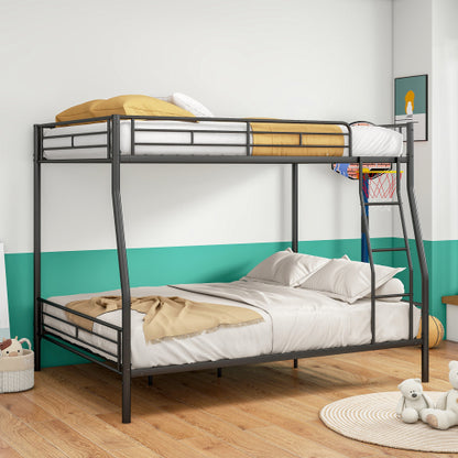 Heavy Duty Metal Bunk Bed Full Over Queen Bunk Bed Frame for Adults, Noise Free Frames, No Boxing Spring Needed