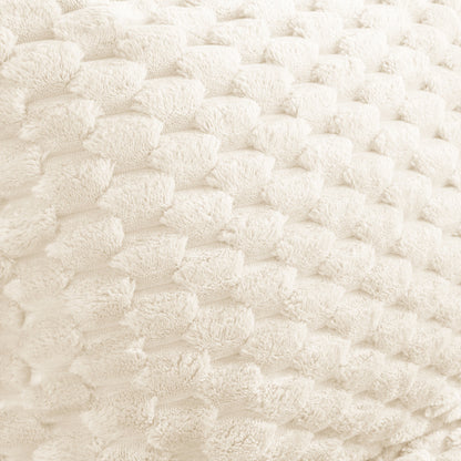 White Flannelette Modular Ottoman, No-Assembly Upholstered Stool with Curved Armrest & Anti-Slip Base