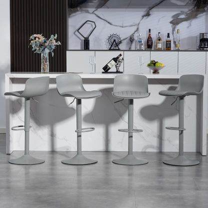 Bar Stools Set of 2  Modern PU Leather Counter Height Barstools with Back, Height Adjustable Swivel Kitchen Island Chairs, Armless, Large Base-Gray