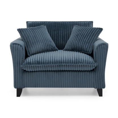 Blue Retro Corduroy Ergonomic Lazy Single Sofa Chair with Dual Armrests