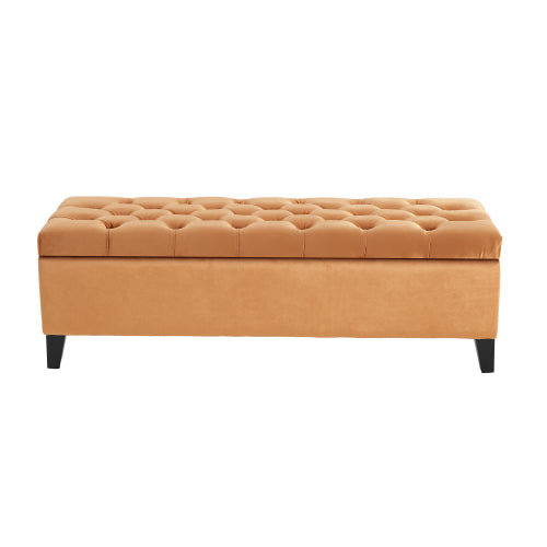 51 inch Contemporary Diamond Tufted Storage Ottoman, Soft Close Hinge Multifunctional Entryway Footrest Bench