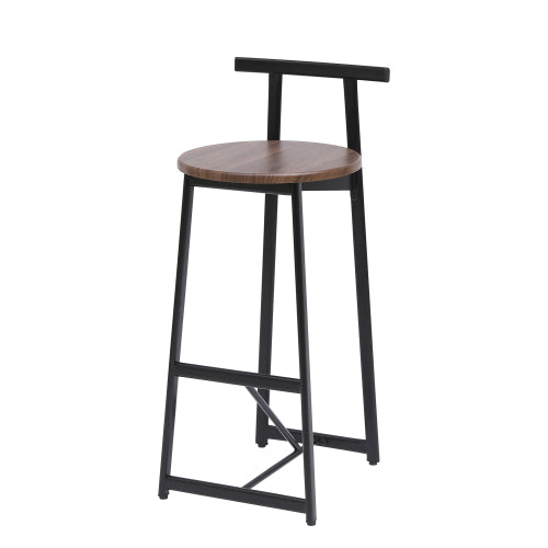 Bar Stool Set of 3 Counter Height Barstools with Back Armless Dining Chairs for Kitchen Island (Black & Walnut Brown)