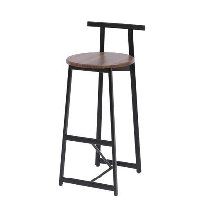 Bar Stool Set of 3 Counter Height Barstools with Back Armless Dining Chairs for Kitchen Island (Black & Walnut Brown)