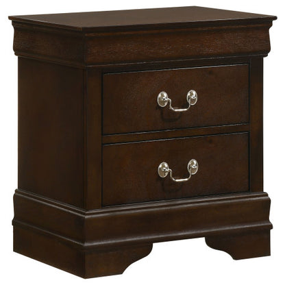 Cappuccino 2-Drawer Nightstand with Bail Handles
