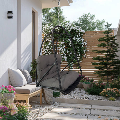 without Stand Swing Egg Chair Indoor Outdoor Wicker Rattan Patio Basket Hanging Chair with C Type bracket