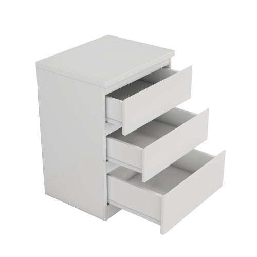 19.7-Inch White 3 Drawer Nightstand with Handle-Free Design
