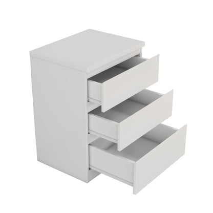 19.7-Inch White 3 Drawer Nightstand with Handle-Free Design