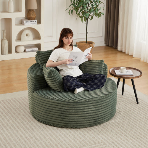 50"L Corduroy Sponge single sofa,No Assembly Required,Fluffy Modern Sleeper Chair for Living room, Bedroom, Lounge and Projection Room(Not a swivel chair.)