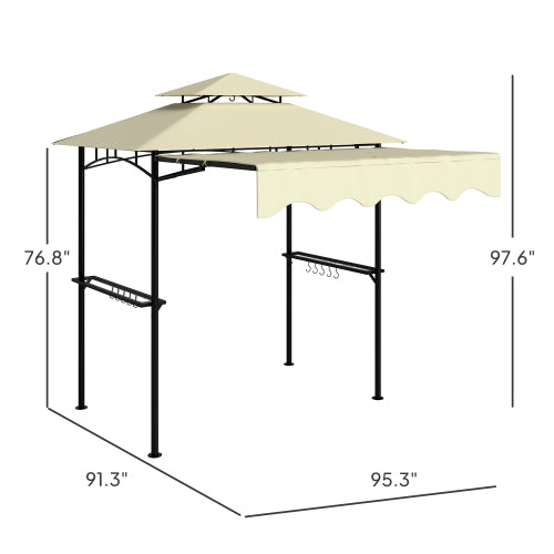 Convenient Barbecue Gazebo Shelter,Outdoor Grill Gazebo,with Side Awning,Side Shelves and Hooks