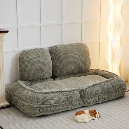 Green Human-Dog-Bed Style 5-Position Adjustable Lazy Floor Sofa 90-180 degree  Metal-Frame for Bedroom Living-Room