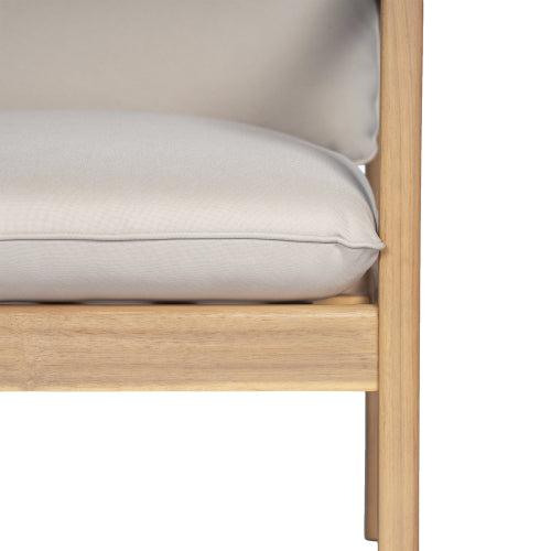 Outdoor Acacia Wood Loveseat with Coffee Table, Light Teak Frame, Beige Cushion