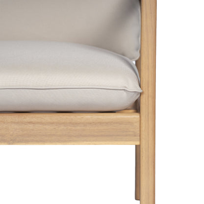 Outdoor Acacia Wood Loveseat with Coffee Table, Light Teak Frame, Beige Cushion