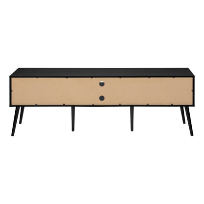 72 Inch Contemporary Black Laminate TV Stand with Sliding Doors & Cable Management