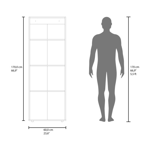 Armoir 66.9" H, 3 Doors, 3 Shelves, Natural Oak / White - Bedroom