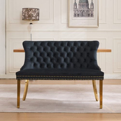 Dining Table Set, Bar Table with 2 Dining Benches, Kitchen Table Counter with Chairs, Industrial for Kitchen Breakfast Table, Living Room, Party Room, Black , 43.3¡åL x23.6¡åW x 29.9¡åH
