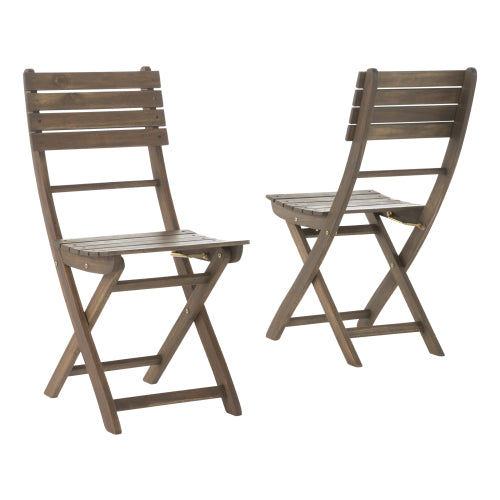 Outdoor Acacia Wood Folding Dining Chair (Set of 2),Grey