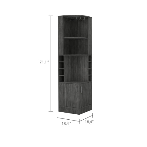 Bar Cabinet, Eight Bottle Cubbies, Two Large Open Shelves