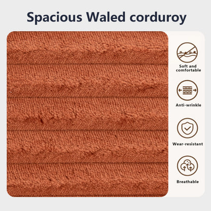 56-Inch Orange Corduroy Memory-Foam Compression Loveseat Sofa-Bed