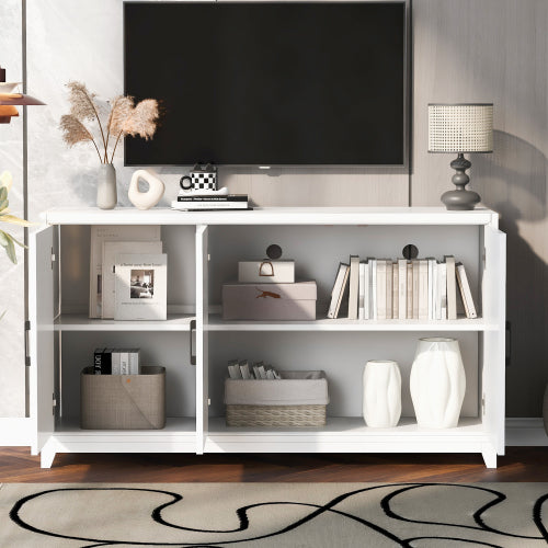 TV Stand for TVs up to 65 Inches, Modern Entertainment Center Media Console Cabinet with 2 Spacious Storage Space, Solid Wood Legs for Living room