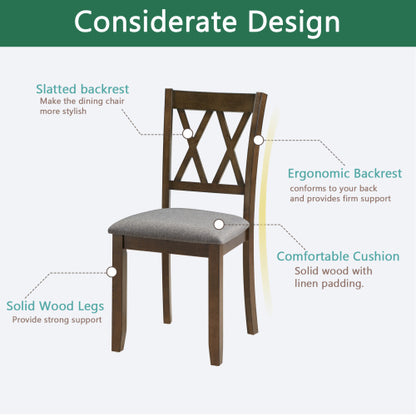 Dining Chairs Only, Wooden Dining Chairs Set of 4, Kitchen Chair with Padded Seat, Upholstered Side Chair for Dining Room, Living Room, Walnut