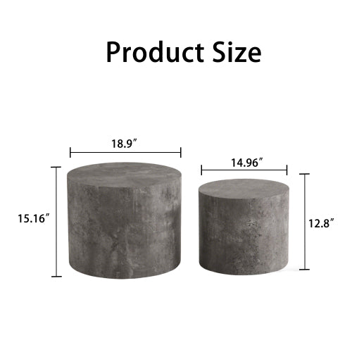 Set of 2 Faux Concrete Nesting Coffee Tables